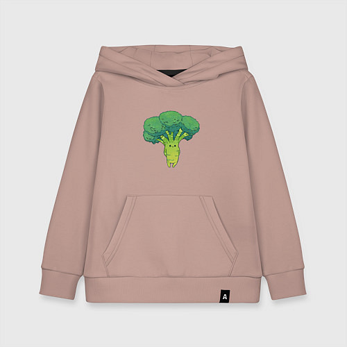 Детская толстовка-худи Симпатичный брокколи / Пыльно-розовый – фото 1