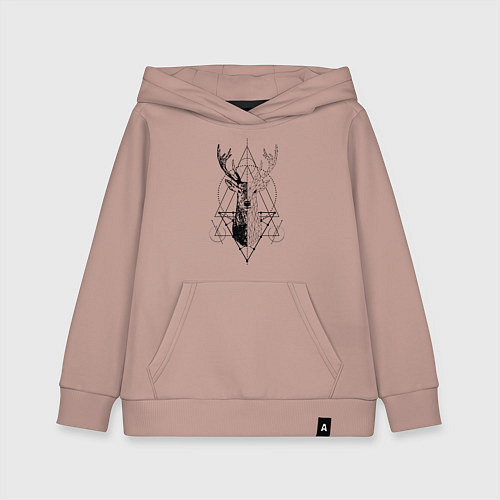 Детская толстовка-худи Polygonal deer / Пыльно-розовый – фото 1