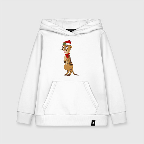 Детская толстовка-худи Новогодний сурикат / Белый – фото 1