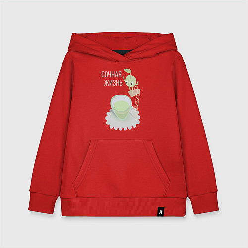 Детская толстовка-худи Яблоко вектор / Красный – фото 1