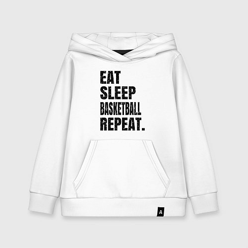 Детская толстовка-худи EAT SLEEP BASKETBALL REPEAT / Белый – фото 1