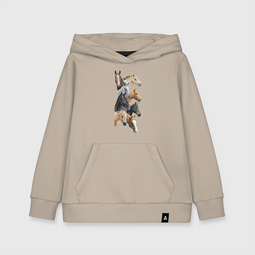 Детская толстовка-худи Лошади / Миндальный – фото 1