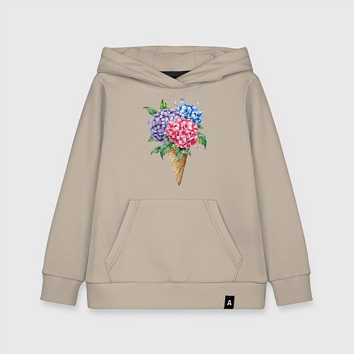 Детская толстовка-худи Букет цветов в рожке / Миндальный – фото 1
