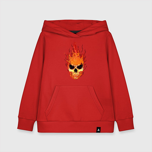 Детская толстовка-худи Fire flame skull / Красный – фото 1