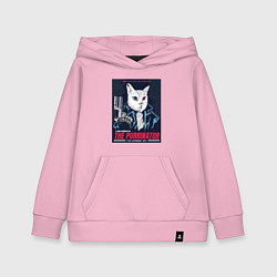 Толстовка детская хлопковая Кот Терминатор пародия, цвет: светло-розовый