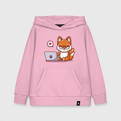 Детская толстовка-худи Cute fox and laptop