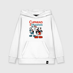 Толстовка детская хлопковая Cuphead & Mugman, цвет: белый