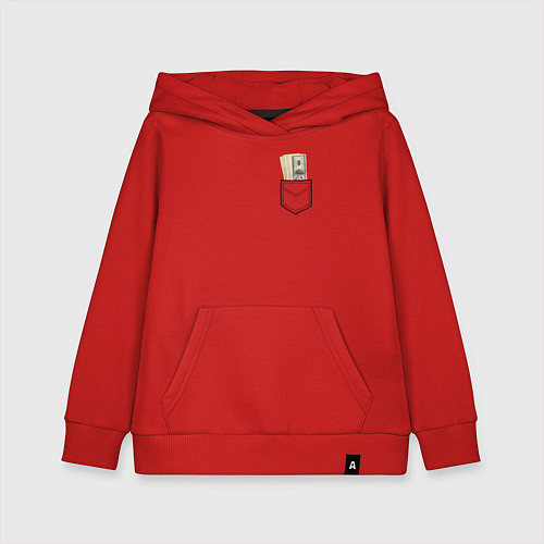 Детская толстовка-худи Доллары в Кармане / Красный – фото 1
