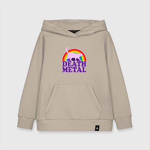 Детская толстовка-худи Death Melal Cat / Миндальный – фото 1