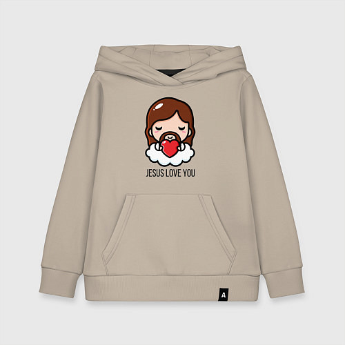 Детская толстовка-худи Иисус любит тебя / Миндальный – фото 1