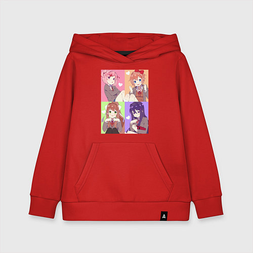 Детская толстовка-худи Girls Doki Doki коллаж / Красный – фото 1