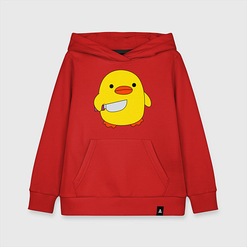 Детская толстовка-худи УТКА С НОЖОМ КРУГЛЯШ / Красный – фото 1