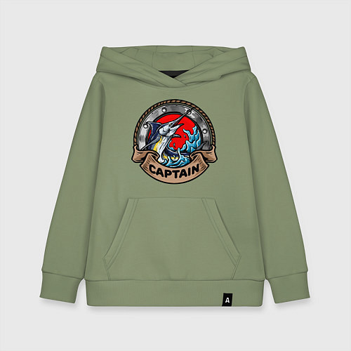 Детская толстовка-худи Рыба меч Captain / Авокадо – фото 1