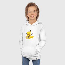 Толстовка детская хлопковая Пикачу с гитарой, цвет: белый — фото 2