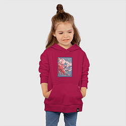 Толстовка детская хлопковая Цветение Сакуры на фоне Фудзи, цвет: маджента — фото 2