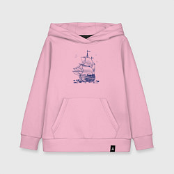 Толстовка детская хлопковая Корабль, цвет: светло-розовый