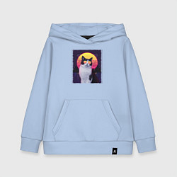 Толстовка детская хлопковая Synthwave cat, цвет: мягкое небо
