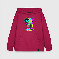 Толстовка детская хлопковая 4 ЧЕРЕПА SKULLS NEON, цвет: маджента