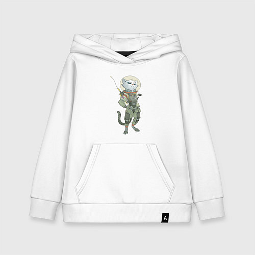 Детская толстовка-худи Космический боевой кот / Белый – фото 1