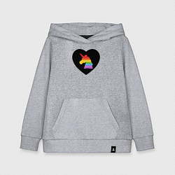 Толстовка детская хлопковая Pop It - Unicorn - Heart, цвет: меланж