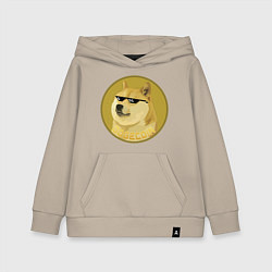 Толстовка детская хлопковая Dogecoin, цвет: миндальный