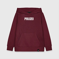 Толстовка детская хлопковая POLIZEI Полиция Надпись Белая, цвет: меланж-бордовый