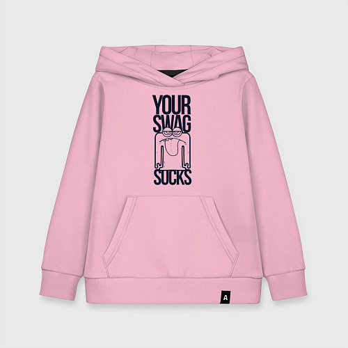 Детская толстовка-худи Человечек с высунутым языком / Светло-розовый – фото 1