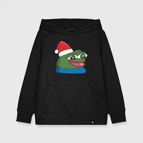 Детская толстовка-худи Pepe, pepe happy, Пепе хеппи, pepe happy new year / Черный – фото 1