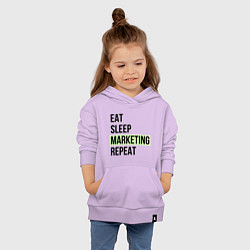 Толстовка детская хлопковая Eat Sleep Marketing Repeat, цвет: лаванда — фото 2