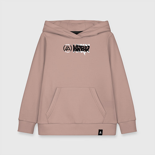 Детская толстовка-худи Линкин Парк Лого ЧБ Рок Linkin Park / Пыльно-розовый – фото 1