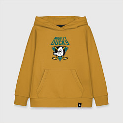 Толстовка детская хлопковая Анахайм Дакс, Mighty Ducks, цвет: горчичный