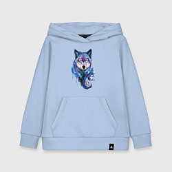 Толстовка детская хлопковая Волк акварель, цвет: мягкое небо