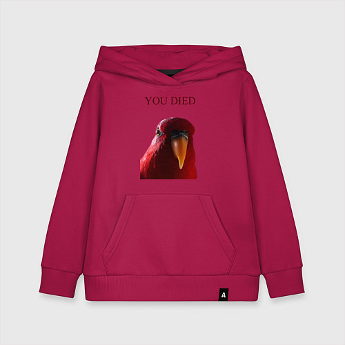 Детская толстовка-худи Красный попугай / Маджента – фото 1