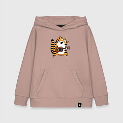 Толстовка детская хлопковая Тигр играет на гитаре, цвет: пыльно-розовый