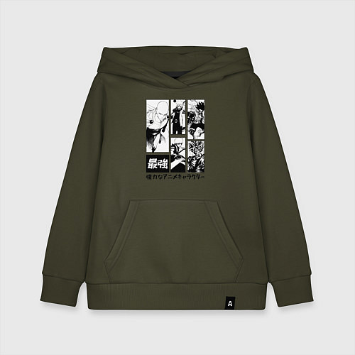 Детская толстовка-худи Герои сенен манг One punch man one piece / Хаки – фото 1