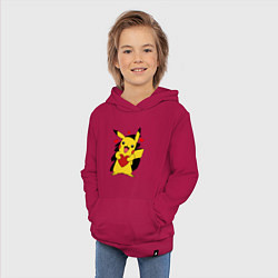 Толстовка детская хлопковая ПИКАЧУ И СЕРДЕЧКО POKENON PIKACHU LOVE, цвет: маджента — фото 2