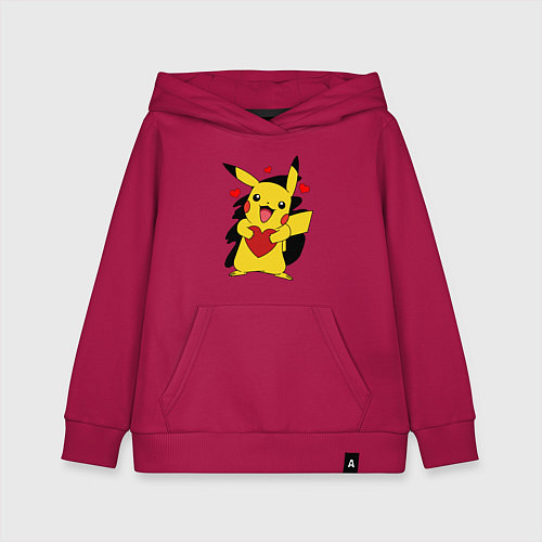 Детская толстовка-худи ПИКАЧУ И СЕРДЕЧКО POKENON PIKACHU LOVE / Маджента – фото 1