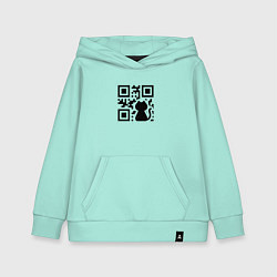 Толстовка детская хлопковая CAT QR CODE, цвет: мятный