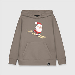 Детская толстовка-худи Дед Мороз на лыжах