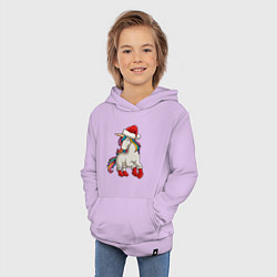 Толстовка детская хлопковая Санта Единорог, цвет: лаванда — фото 2