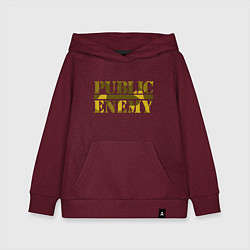 Толстовка детская хлопковая Public Enemy Rap, цвет: меланж-бордовый