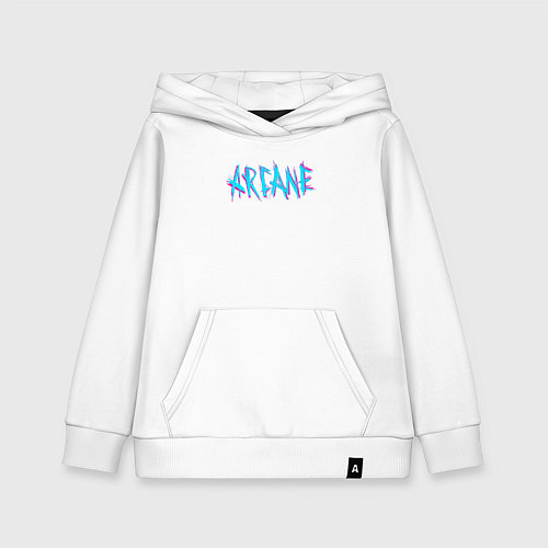 Детская толстовка-худи ARCANE LEAGUE OF LEGENDS NEON LOGO / Белый – фото 1