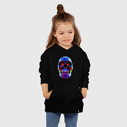 Толстовка детская хлопковая Cool neon skull, цвет: черный — фото 2