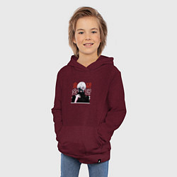 Толстовка детская хлопковая Токийский гуль Tokyo Ghoul, Ken Kaneki Канеки Кен, цвет: меланж-бордовый — фото 2