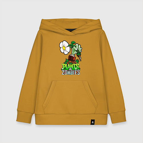 Детская толстовка-худи Plants vs Zombies рука зомби / Горчичный – фото 1