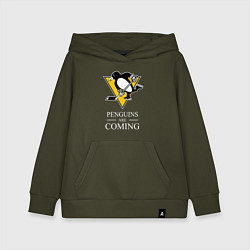 Толстовка детская хлопковая Penguins are coming, Pittsburgh Penguins, Питтсбур, цвет: хаки