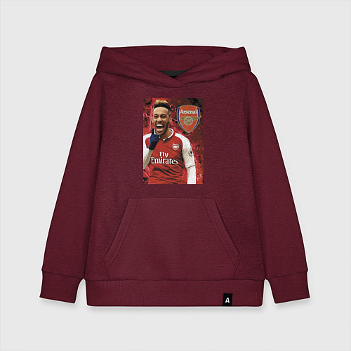 Детская толстовка-худи Arsenal, Pierre-Emerick Aubameyang / Меланж-бордовый – фото 1