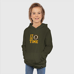 Толстовка детская хлопковая It Is Boston Bruins Time, Бостон Брюинз, цвет: хаки — фото 2