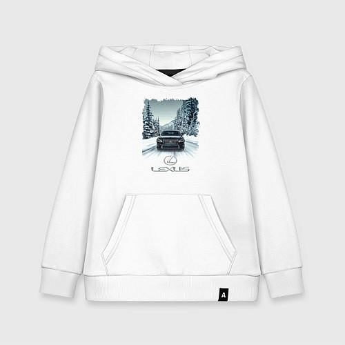 Детская толстовка-худи Lexus - зимняя дорога / Белый – фото 1