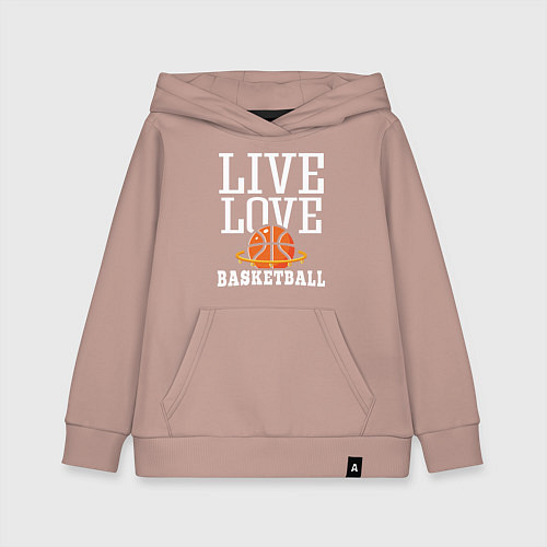 Детская толстовка-худи Live Love - Basketball / Пыльно-розовый – фото 1